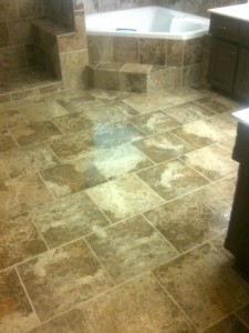 Bathroom tile floor by Artisan Construction, 7321 N Antioch Gladstone, MO  64119