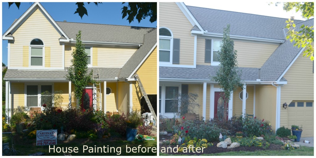 House Painting before and after by Artisan Construction, 7321 N Antioch Gladstone, MO  64119