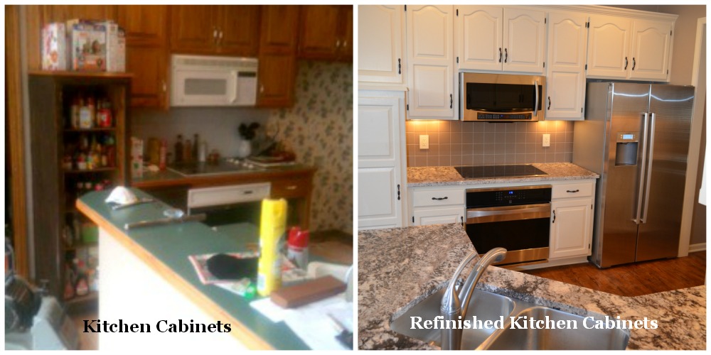 Remodel Kitchen Cabinets with refinishing before and after